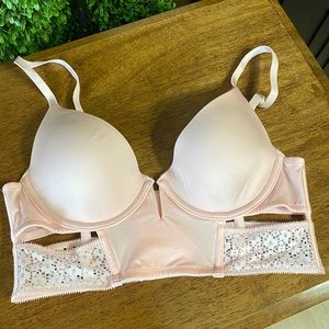 Victoria’s Secret Pink Satin/Crochet Bra